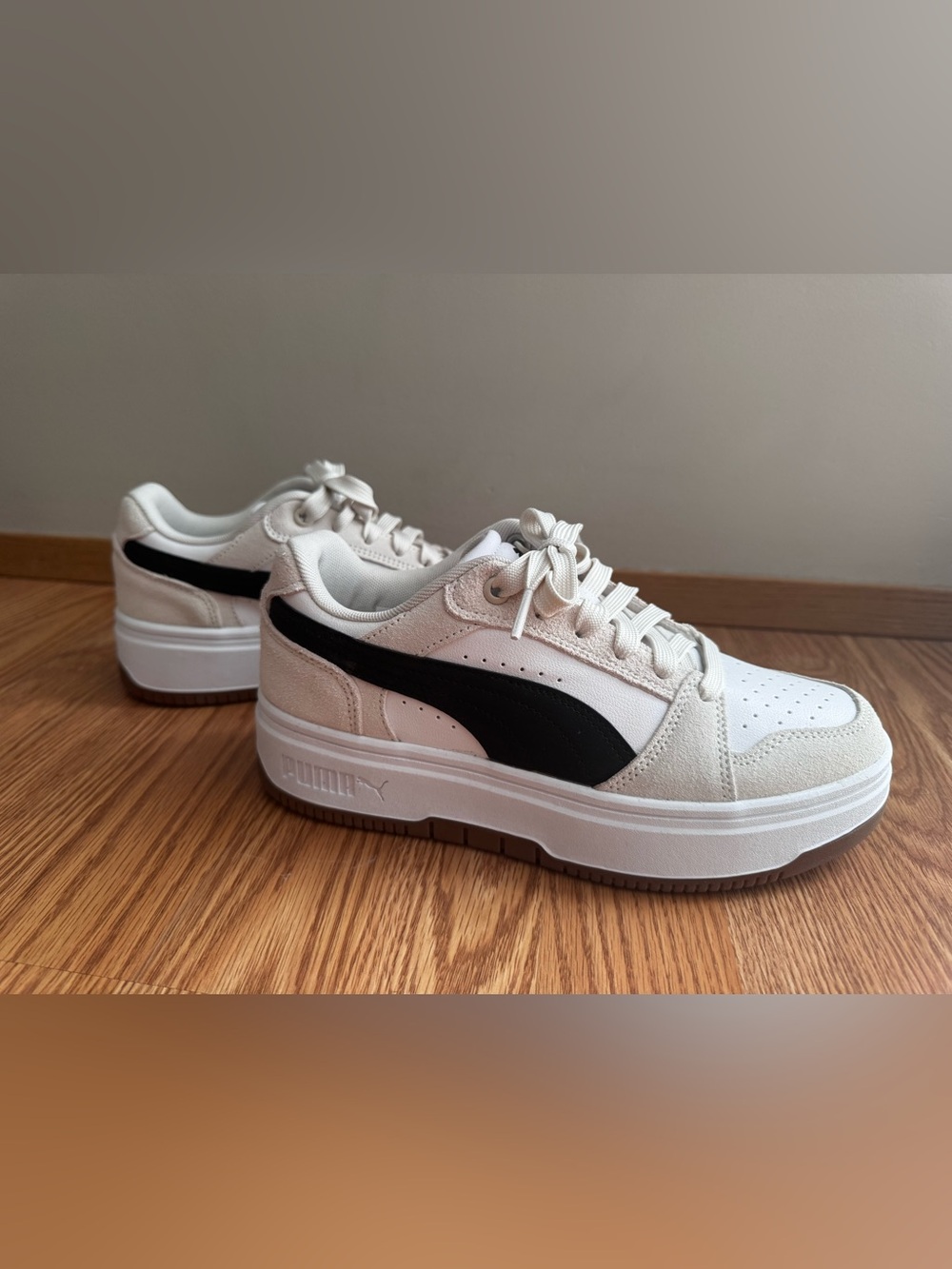 New Puma White and Black Platform Sneakers